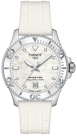  Shop Authentic Tissot Seastar 1000 Mother of Pearl White Dial White Rubber Strap Watch for Women - T120.210.17.116.00 - Luxxuri