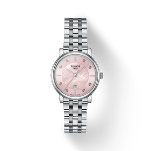  Shop Authentic Tissot T Classic Carson Premium Lady Mother of Pearl Pink Dial Silver Steel Strap Watch For Women - T122.210.11.159.00 - Luxxuri