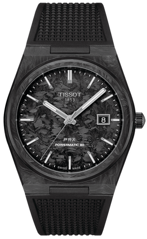  Shop Authentic Tissot PRX Powermatic 80 Carbon Black Dial Black Rubber Strap Watch for Men - T137.907.97.201.00 - Luxxuri