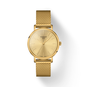  Shop Authentic Tissot Everytime Lady Gold Dial Gold Mesh Bracelet Watch for Women - T143.210.33.021.00 - Luxxuri