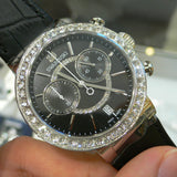  Shop Authentic Swarovski Citra Sphere Chronograph Black Dial Black Leather Strap Watch for Women - 5027131 - Luxxuri