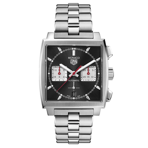  Shop Authentic Tag Heuer Monaco Automatic Chronograph Black Dial Silver Steel Strap Watch for Men - CBL2113.BA0644 - Luxxuri