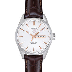  Shop Authentic Tag Heuer Carrera Calibre 5 Automatic White Dial Brown Leather Strap Watch for Men - WAR201D.FC6291 - Luxxuri