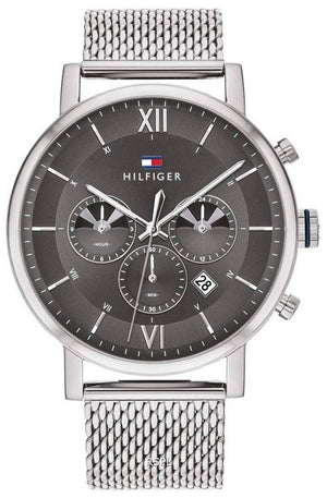  Shop Authentic Tommy Hilfiger Evan Grey Dial Silver Mesh Bracelet Watch for Men - 1710396 - Luxxuri