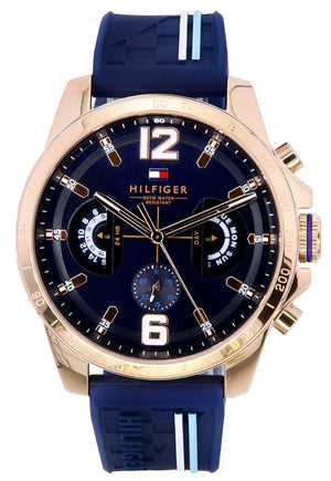  Shop Authentic Tommy Hilfiger Decker Multifunction Blue Dial Blue Rubber Strap Watch for Men - 1791474 - Luxxuri