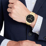  Shop Authentic Tommy Hilfiger Tyson Chronograph Black Dial Gold Steel Strap Watch For Men - 1710589 - Luxxuri