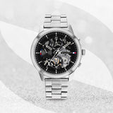  Shop Authentic Tommy Hilfiger Henry Chronograph Black Dial Silver Steel Strap Watch For Men - 1710477 - Luxxuri