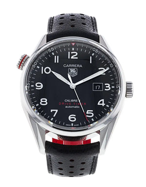  Shop Authentic Tag Heuer Carrera Calibre 5 Drive Timer Black Dial Black Leather Strap Watch for Men - WAR2A10.FC6337 - Luxxuri