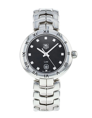  Shop Authentic Tag Heuer Link Quartz Diamonds Black Dial Silver Steel Strap Watch for Women - WAT1410.BA0954 - Luxxuri