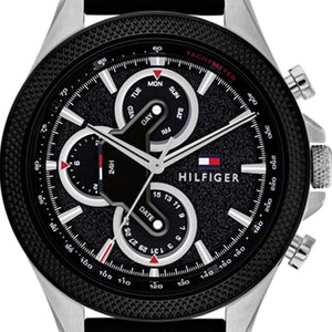  Shop Authentic Tommy Hilfiger Clark Chronograph Black Dial Black Rubber Strap Watch For Men - 1792082 - Luxxuri