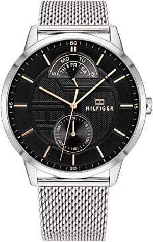  Shop Authentic Tommy Hilfiger Hunter Quartz Black Dial Silver Steel Strap Watch for Men - 1791610 - Luxxuri