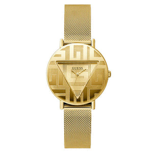  Shop Authentic Guess Iconic Quartz Gold Dial Gold Mesh Bracelet Watch For Women - GW0527L2 - Luxxuri