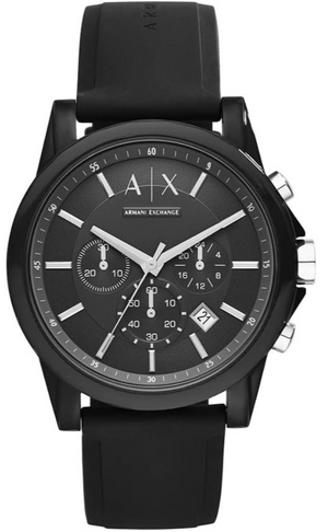  Shop Authentic Armani Exchange Outerbanks Chronograph Black Dial Black Silicone Strap Watch For Men - AX1326 - Luxxuri