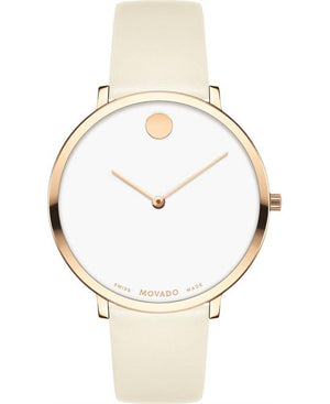  Shop Authentic Movado Museum 70th Anniversary Special Edition White Dial White Leather Strap Watch For Women - 0607139 - Luxxuri
