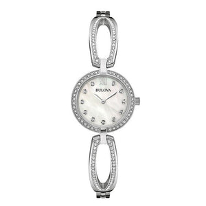  Shop Authentic Bulova Crystal Collection Mother of Pearl Dial Silver Steel Strap Watch for Women - 96L223 - Luxxuri