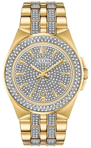  Shop Authentic Bulova Crystal Collection Silver Dial Two Tone Steel Strap Watch for Men - 98K102 - Luxxuri