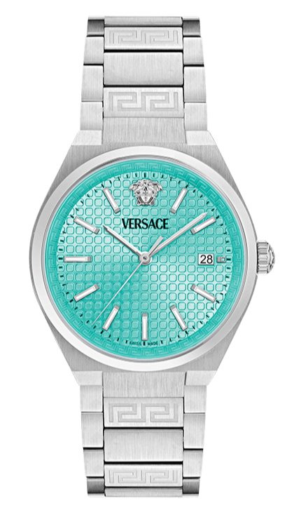  Shop Authentic Versace V-Auria Quartz Turquoise Dial Silver Steel Strap Watch for Women - VE0F00225 - Luxxuri