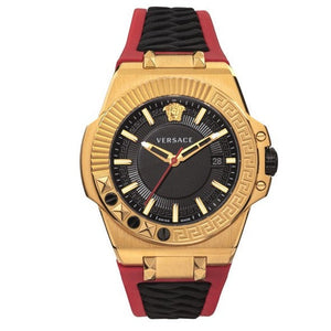  Shop Authentic Versace Chain Reaction Quartz Black Dial Red & Black Rubber Strap Watch for Men - VEDY00319 - Luxxuri