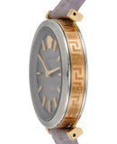  Shop Authentic Versace V-Twist Quartz Purple Dial Purple Leather Strap Watch for Women - VELS00219 - Luxxuri