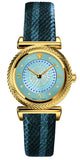  Shop Authentic Versace V-Motif Vintage Logo Diamonds Blue Dial Blue Leather Strap Watch for Women - VERE01018 - Luxxuri