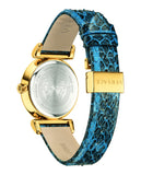  Shop Authentic Versace V-Motif Vintage Logo Diamonds Blue Dial Blue Leather Strap Watch for Women - VERE01018 - Luxxuri