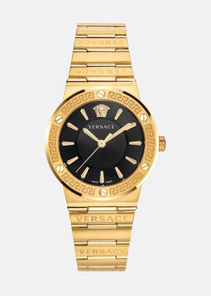  Shop Authentic Versace Greca Black Dial Gold Steel Strap Watch for Women - VEVH00820 - Luxxuri
