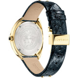  Shop Authentic Versace Shadov Quartz Gold Dial Black Leather Strap Watch for Women - VEBM01118 - Luxxuri