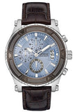  Shop Authentic Guess Pinnacle Chronograph Quartz Blue Dial Brown Leather Strap Watch For Men - W0673G1 - Luxxuri