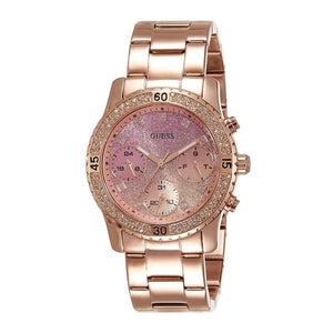  Shop Authentic Guess Confetti Pink Dial Rose Gold Steel Strap Watch For Women - W0774L3 - Luxxuri