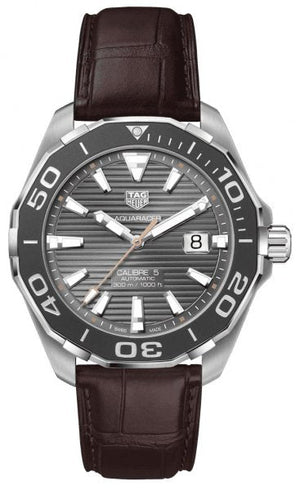  Shop Authentic Tag Heuer Aquaracer Caliber 5 Black Dial Brown Leather Strap Watch for Men - WAY201M.FC6474 - Luxxuri