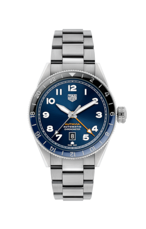  Shop Authentic Tag Heuer Autavia Cosc GMT Automatic Blue Dial Silver Steel Strap Watch for Men - WBE511A.BA0650 - Luxxuri