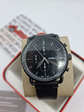  Shop Authentic Fossil Commuter Black Dial Black Leather Strap Watch for for Men - FS5504 - Luxxuri