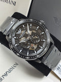  Shop Authentic Emporio Armani Meccanico Automatic Black Dial Black Steel Strap Watch For Men - AR60054 - Luxxuri