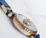  Shop Authentic Versace Palazzo Empire Greca Quartz Blue Dial Blue Leather Strap Watch for Women - VEDV00219 - Luxxuri