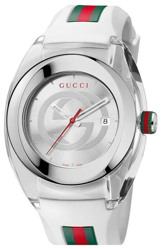  Shop Authentic Gucci SYNC XXL White Dial White Rubber Strap Watch For Men - YA137102 - Luxxuri