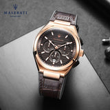  Shop Authentic Maserati Triconic Chronograph Grey Dial Brown Leather Strap Watch For Men - R8871639003 - Luxxuri