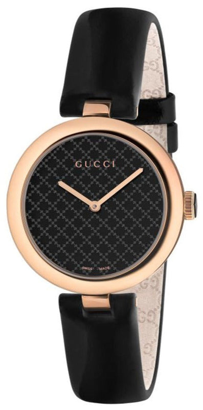  Shop Authentic Gucci Diamantissima Quartz Black Dial Black Leather Strap Watch for Women - YA141401 - Luxxuri