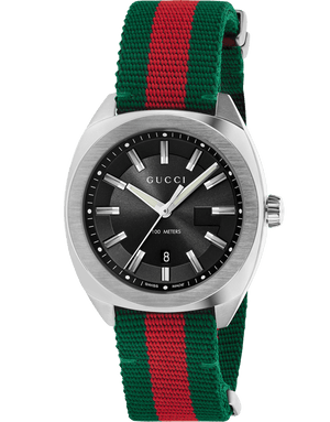  Shop Authentic Gucci GG2570 Quartz Black Dial Green & Red Nylon Strap Watch For Men - YA142305 - Luxxuri