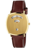  Shop Authentic Gucci Grip Yellow Gold Dial Maroon Leather Strap Unisex Watch - YA157411 - Luxxuri