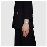  Shop Authentic Gucci 25H Quartz Silver Dial Silver Steel Strap Watch For Women - YA163402 - Luxxuri