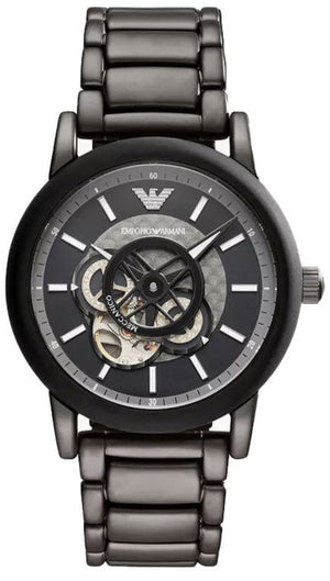  Shop Authentic Emporio Armani Meccanico Automatic Black Dial Black Steel Strap Watch For Men - AR60010 - Luxxuri