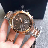  Shop Authentic Maserati Traguardo Chronograph Brown Dial Two Tone Steel Strap Men's Watch - R8873612003 - Luxxuri