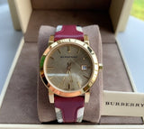  Shop Authentic Burberry Heritage Nova Gold Dial Haymarket Red Leather Strap Watch for Women - BU9111 - Luxxuri