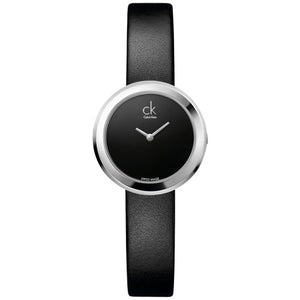  Shop Authentic Calvin Klein Firm Black Dial Black Leather Strap Watch for Women - K3N231C1 - Luxxuri