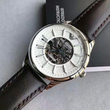  Shop Authentic Emporio Armani Meccanico White Dial Brown Leather Strap Watch For Men - AR1946 - Luxxuri