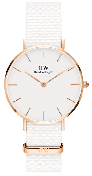  Shop Authentic Daniel Wellington Classic Petite Dover White Dial White Nylon Strap Watch For Women - DW00100311 - Luxxuri