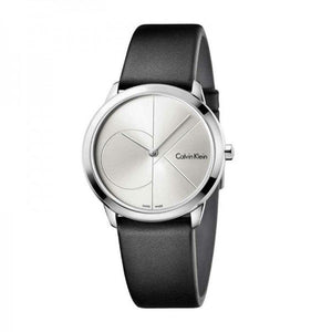  Shop Authentic Calvin Klein Minimal Silver Dial Black Leather Strap Watch for Men - K3M221CY - Luxxuri