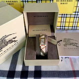  Shop Authentic Burberry Pioneer Gold Dial Haymarket Beige Leather Strap Watch for Women - BU9509 - Luxxuri