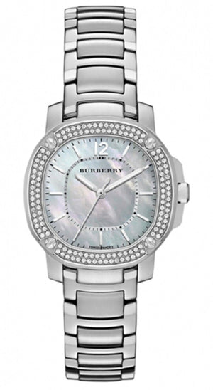  Shop Authentic Burberry The Britain Diamonds Mother of Pearl Dial Silver Steel Strap Watch for Women - BBY1801 - Luxxuri