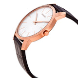  Shop Authentic Calvin Klein City White Dial Brown Leather Strap Watch for Men - K2G21629 - Luxxuri